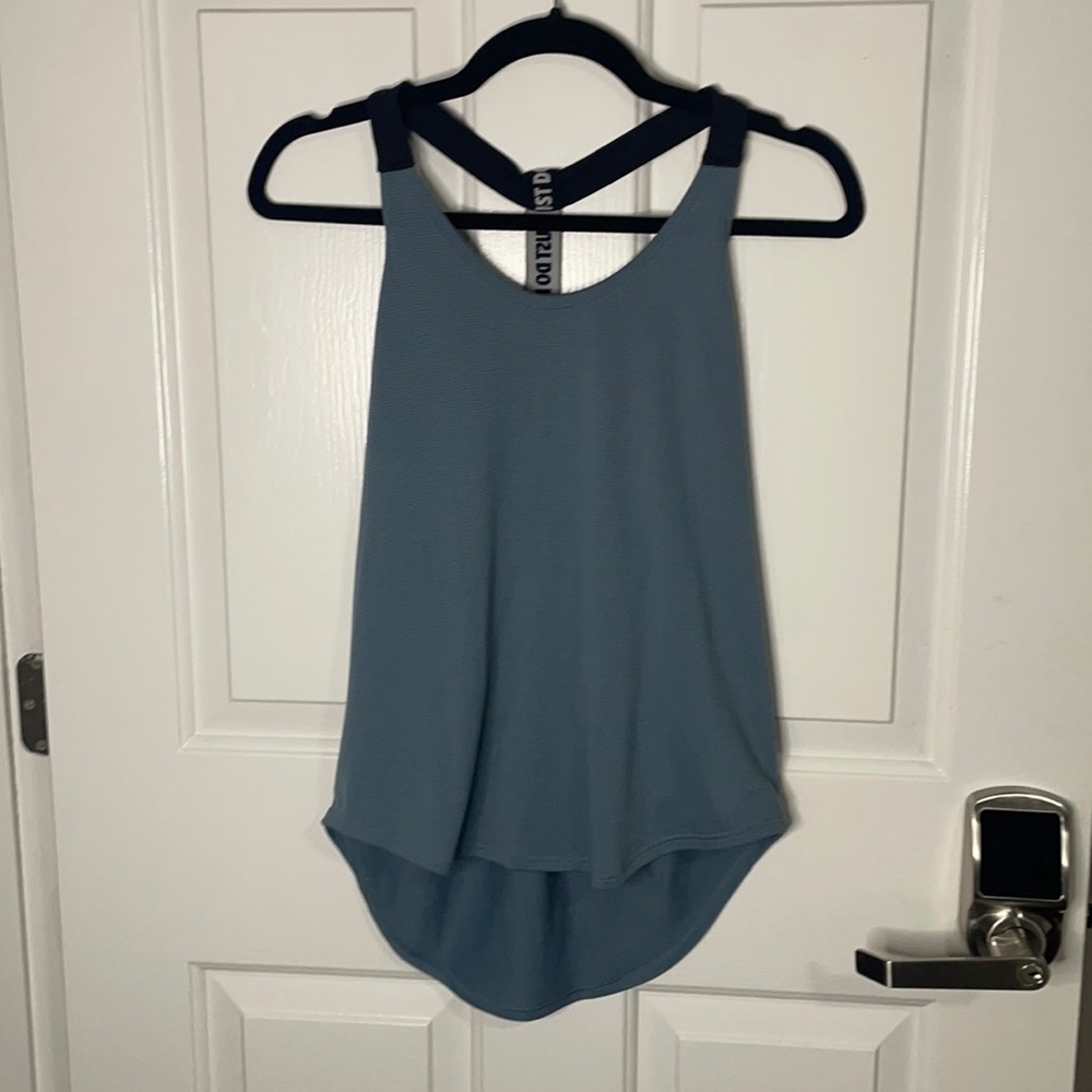 Blueish gray workout shirt